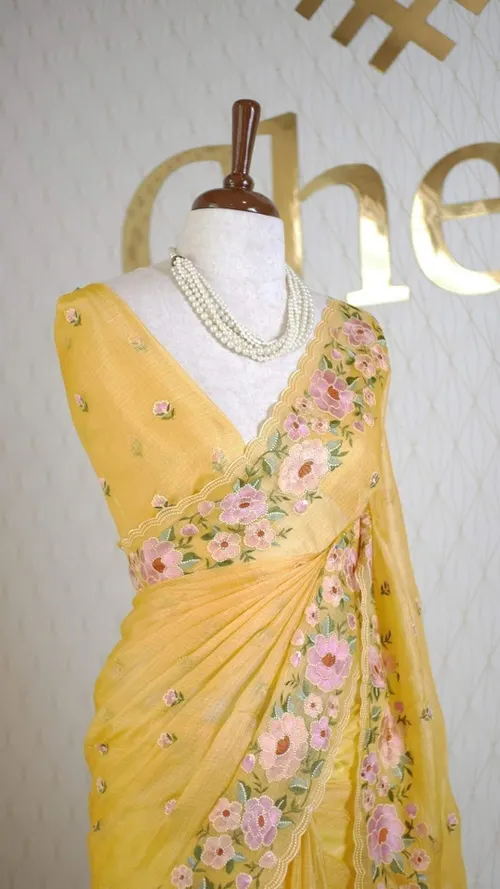 Graceful Charm: Handcrafted Kota Doria Saree with Intricate Embroidery